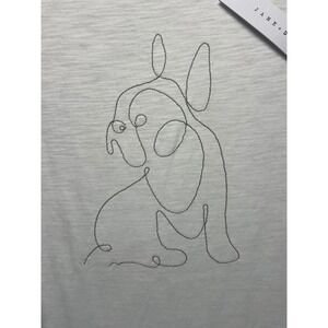 JANE + DELANCEY White Dog T Shirt NWT Line Art Beaded Embroidered Bulldog Size S